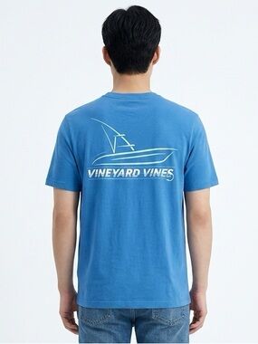 VINEYARD VINES | Men’s Blue Boat Graphic Pocket Tee Short Sleeves Size X-Small